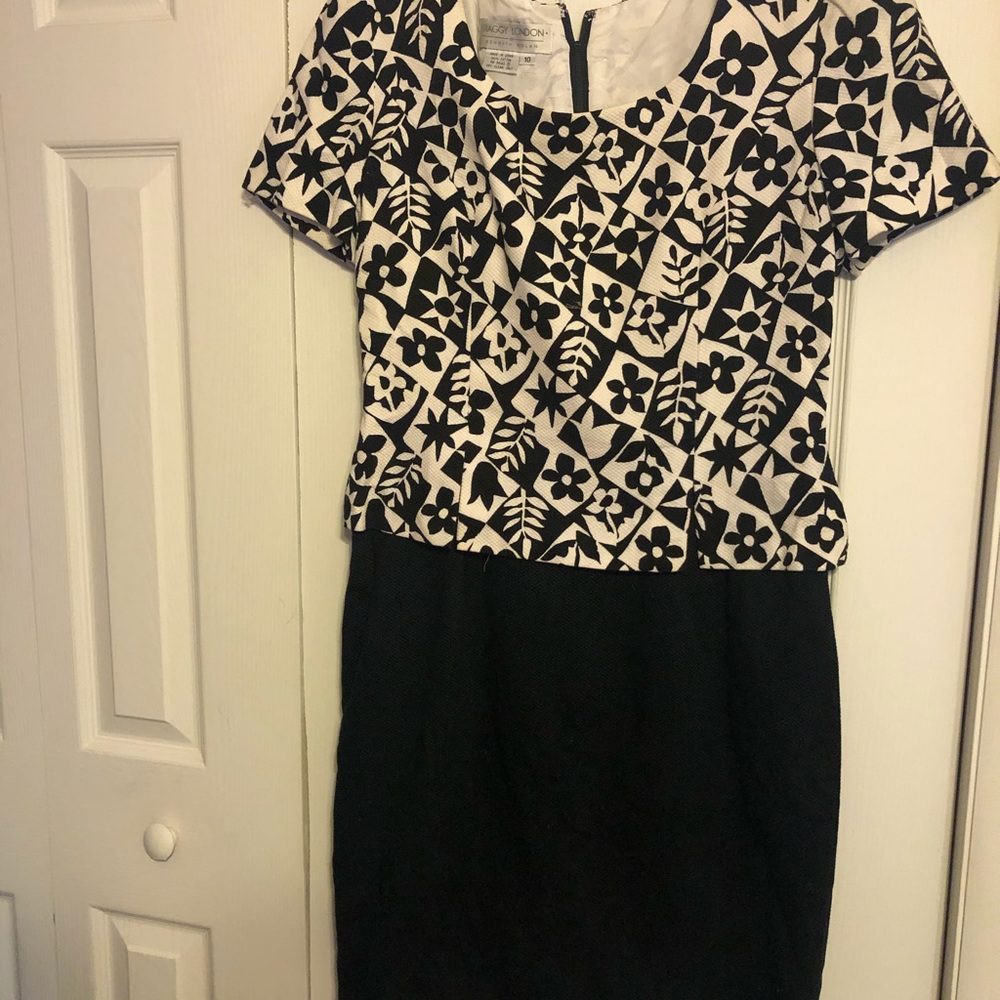 Maggy London Size 10 black white dress
